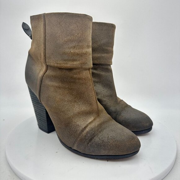 Rag & Bone Distressed Women Size 7.5 EU 37.5 Suede Back Zipper Heel Boot Brown - Picture 4 of 13